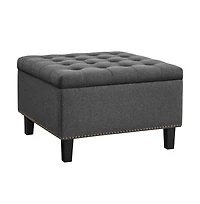 Button-Tufted 50-inch Ottoman Entryway Bench Footstool Bench Dark Gray