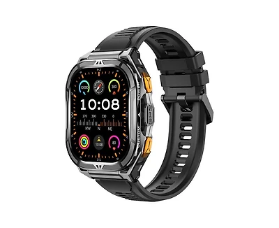 Ruxing Smart 1.96" Amoled Smart Watch for Women Men Outdoor Sport Multifunctional With Bluetooth Calling,Intelligent Reminder 5 Atm -Black