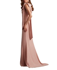 Tadashi Shoji Women's Cassia Bow-Shoulder Crepe Gown