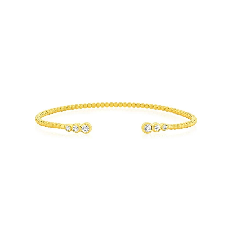 Simona Sterling Silver, Graduating Round Cz Beaded Bangle