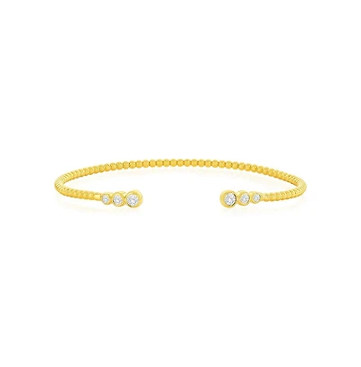 Simona Sterling Silver, Graduating Round Cz Beaded Bangle