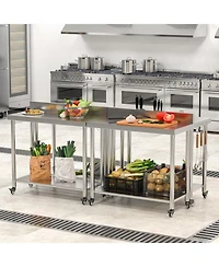 Aecojoy Stainless Steel Table with Backsplash 48"x18" Prep Tables for Commercial Kitchen