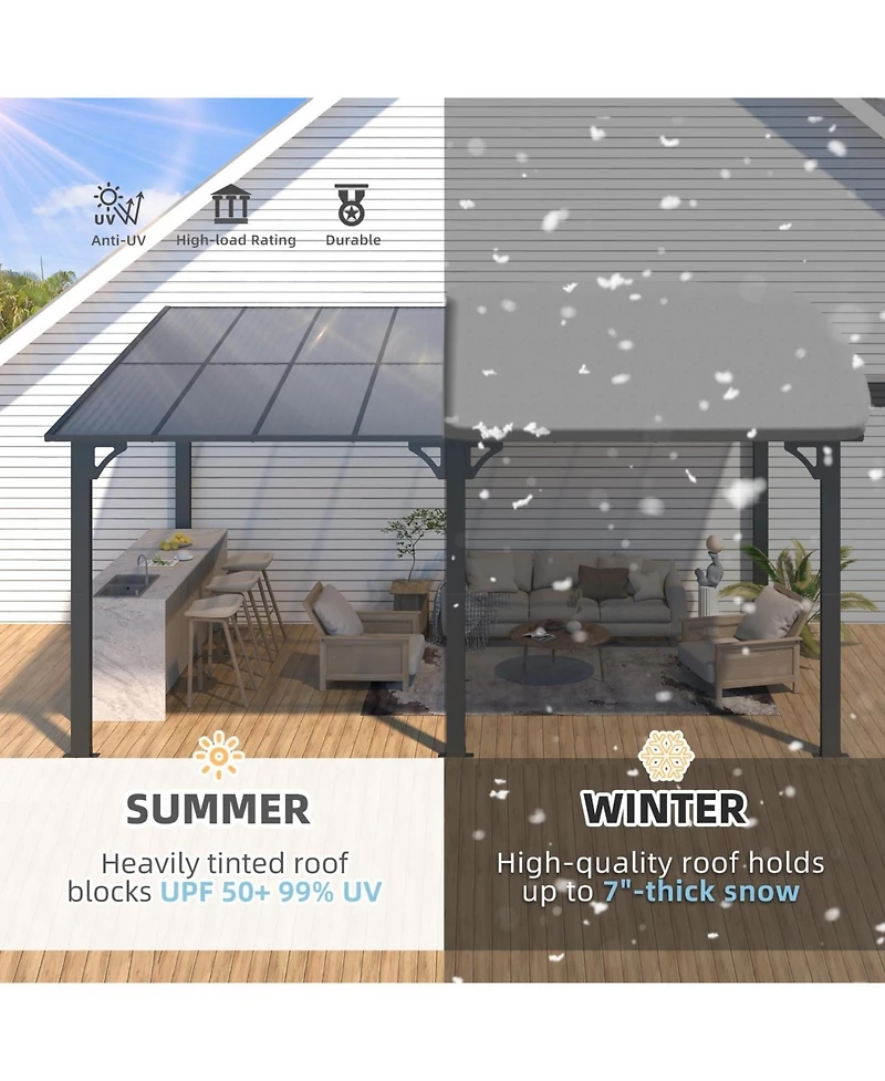 Aecojoy 16'x10' Wall Mounted Gazebos Pergola