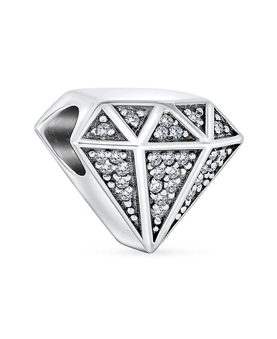 Bling Jewelry 3D Sparkling Shape Charm Bead Pave Cz .925 Sterling Silver Fits European Bracelet