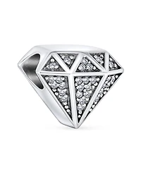 Bling Jewelry 3D Sparkling Shape Charm Bead Pave Cz .925 Sterling Silver Fits European Bracelet