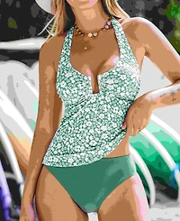 Cupshe Women's U-Wire Halter Tankini Sets