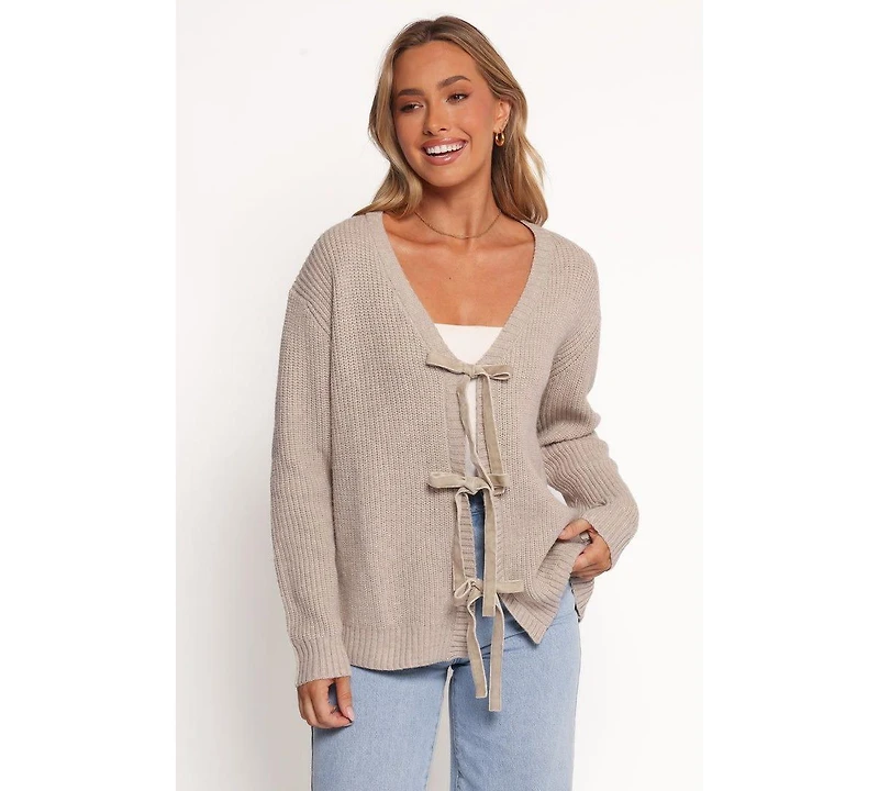 Petal and Pup Women's Hammond Tie Up Cardigan - Taupe Xl