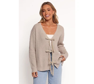 Petal and Pup Women's Hammond Tie Up Cardigan - Taupe Xl