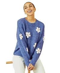 Yumi Women's Crochet Flower Knit Sweater