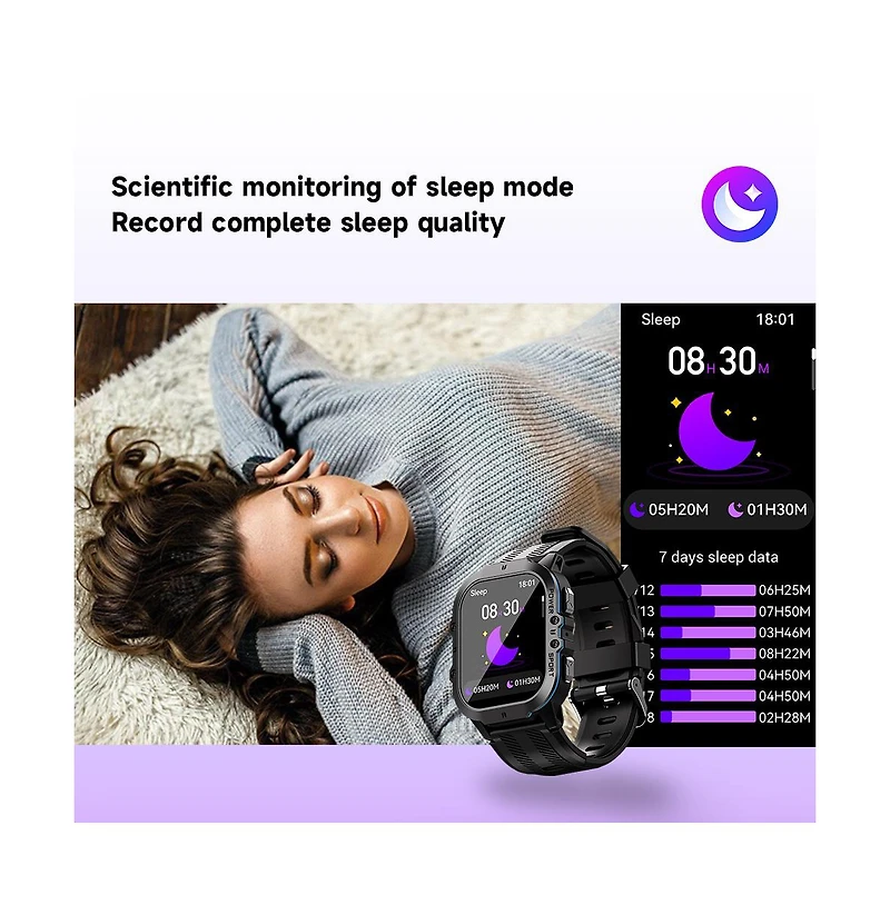 Ruxing Smart 1.96'' Amoled Hd Large Screen Smart Watch For Men With Movement Call, Heart rate Blood oxygen Blood pressure monitoring, 1ATM