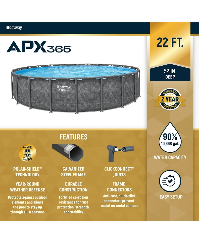 Bestway Apx 365 22'x52" Round Above Ground Swimming Pool Set with Pump & Ladder