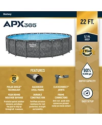 Bestway Apx 365 22'x52" Round Above Ground Swimming Pool Set with Pump & Ladder