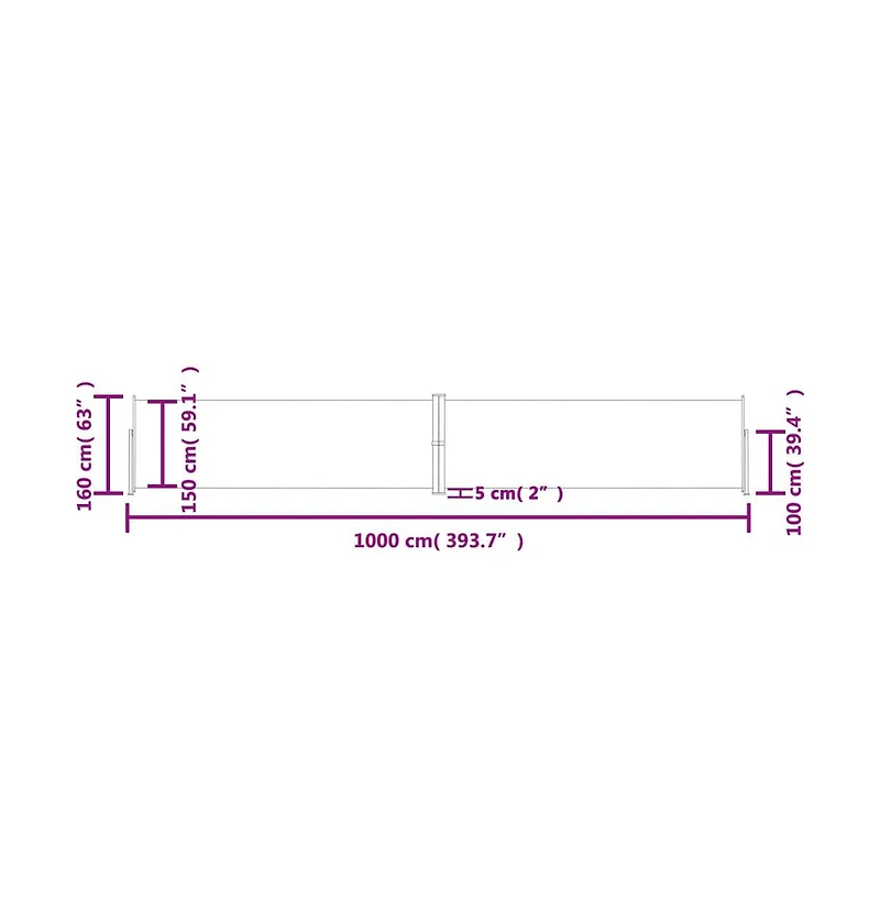 Side Awning Black Polyester with Pu coating, Steel, Aluminum