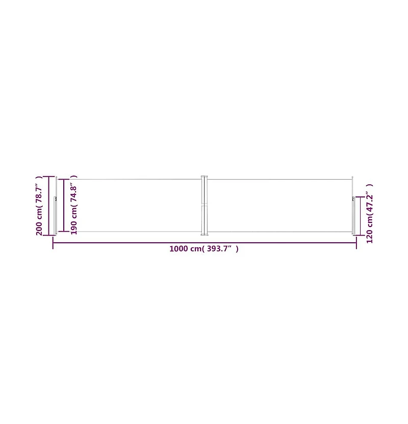 Side Awning Cream Polyester, Steel, Aluminum 78.7 x 393.7 in