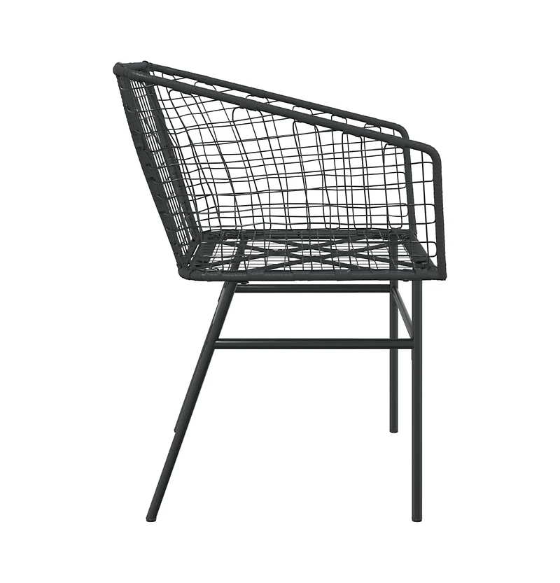 Garden Chair Black Pe Rattan, Powder-Coated Steel Durable