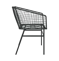 Garden Chair Black Pe Rattan, Powder-Coated Steel Durable