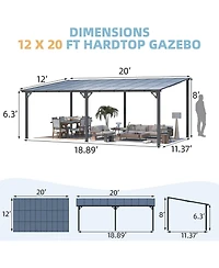 Aecojoy 20'x12' Wall Mounted Gazebos Pergola