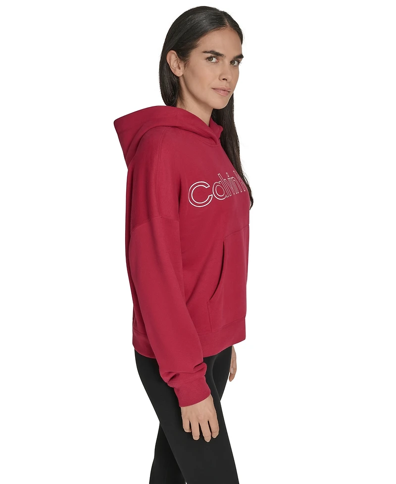 Calvin Klein Women's Performance Metallic Outline Logo Fleece Hoodie