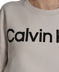 Calvin Klein Women's Performance Flocked Logo Pull-On Sweatshirt