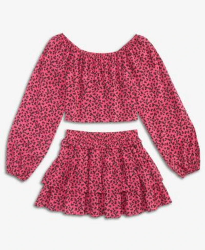 With Jules Girls 7 16 Tiered Skater Skirt Milkmaid Top