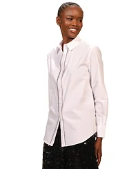 Isaac Mizrahi Women's Embellished Poplin Long Sleeves Shirt