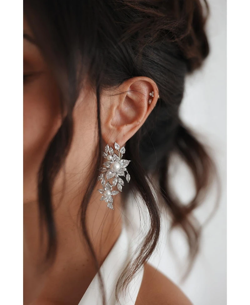 Untamed Petals Royalist Pearl and Crystal Statement Earrings
