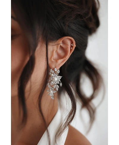 Untamed Petals Royalist Pearl and Crystal Statement Earrings
