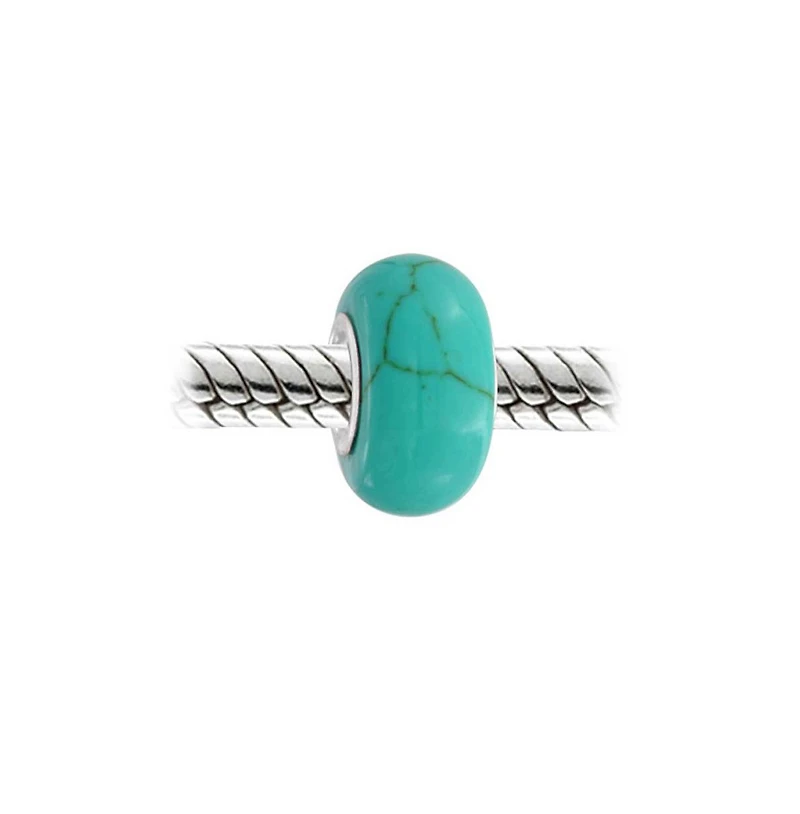 Bling Jewelry Set of 2 Natural Stone Spacer Bead Charm .925 Sterling Silver