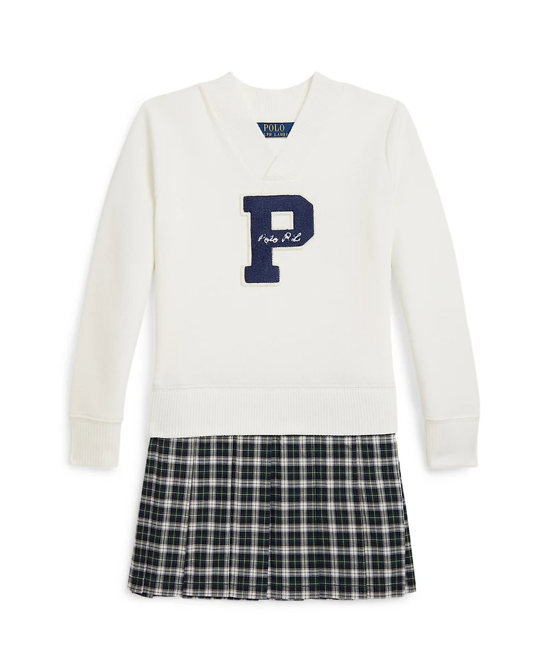 Polo Ralph Lauren Girls 2T-6X Letterman Long Sleeves Sweatshirt Dress