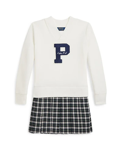 Polo Ralph Lauren Girls 2T-6X Letterman Long Sleeves Sweatshirt Dress