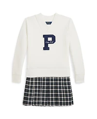 Polo Ralph Lauren Girls 2T-6X Letterman Long Sleeves Sweatshirt Dress