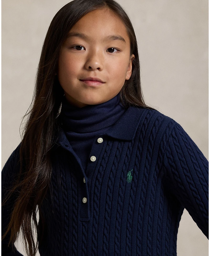 Polo Ralph Lauren Girls 7-16 Mini-Cable Long Sleeve Sweater Dress