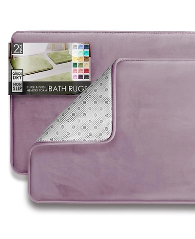 Clara Clark 2 Piece Ultra Soft Non-Slip Plush Memory Foam Bath Rug Set - Small & Large