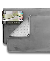 Clara Clark 2 Piece Ultra Soft Non-Slip Plush Memory Foam Bath Rug Set - Small & Large