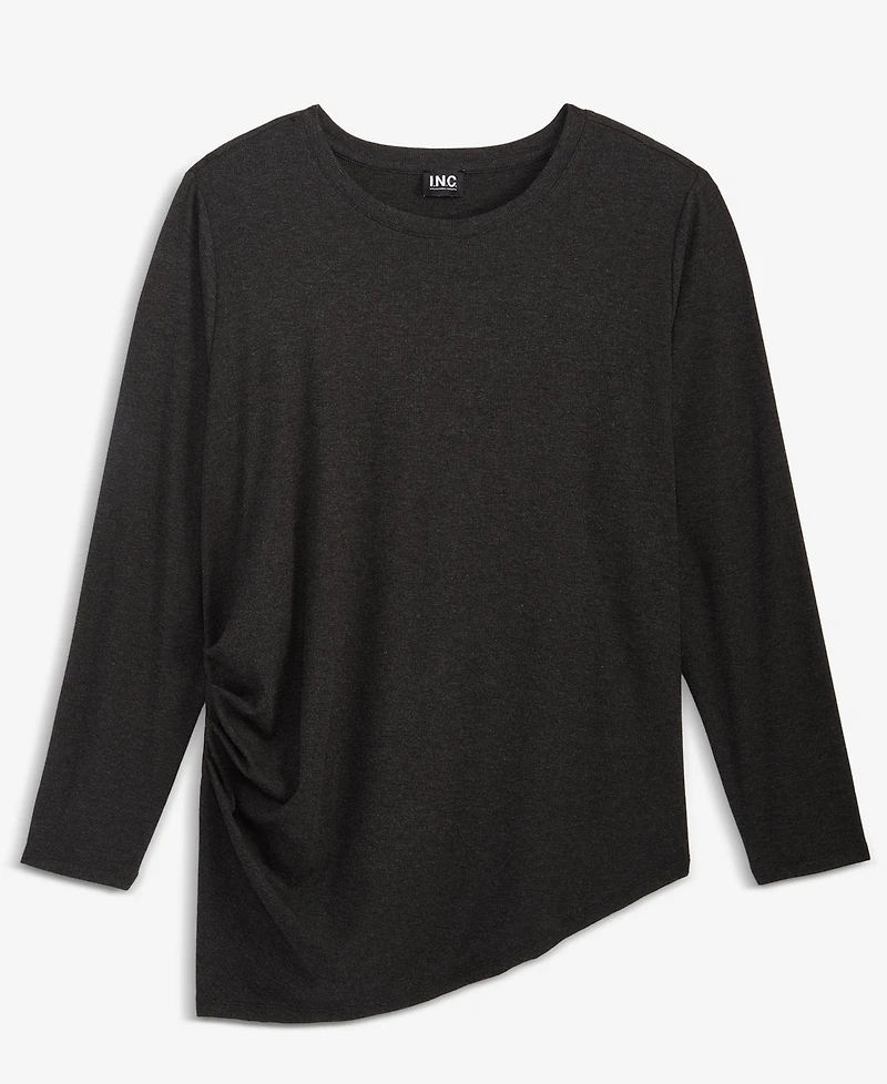 I.n.c. International Concepts Plus Ribbed Asymmetrical-Hem Top, Macy's Exclusive
