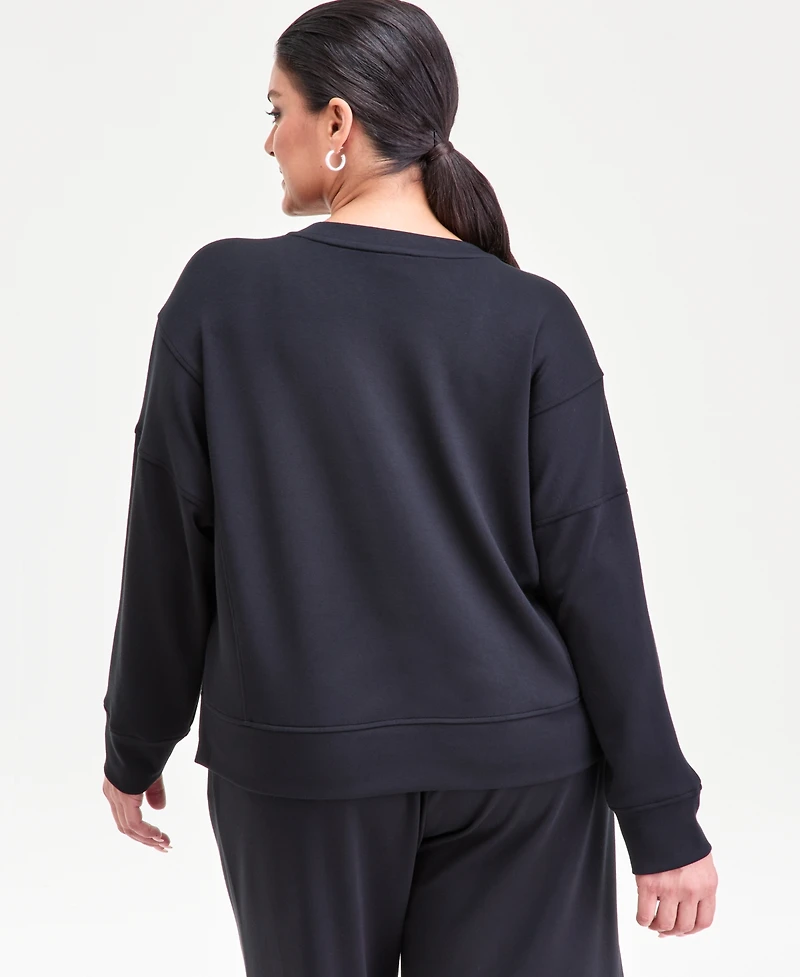 I.n.c. International Concepts Plus V-Neck Knit Long-Sleeve Top, Macy's Exclusive