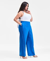 I.n.c. International Concepts Plus Pull-On Linen-Blend Wide-Leg Pants, Macy's Exclusive
