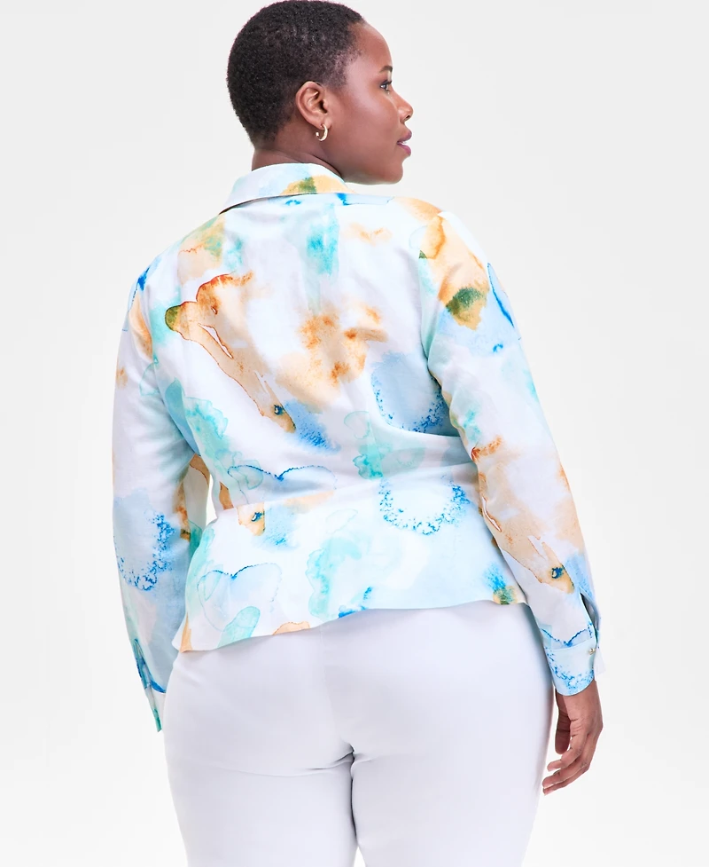 I.n.c. International Concepts Plus Printed Wrap Top, Macy's Exclusive