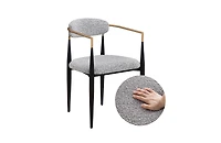 Morden Fort Modern Faux Marble Dining Room Set With 47" Round Table And 2 Boucle Armchairs for Kitchen Dinner