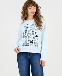 Grayson Threads, The Label Juniors' Hello Kitty Winter Grid Fleece Crewneck Sweatshirt
