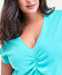 I.n.c. International Concepts Plus Cotton Ruched Top, Macy's Exclusive