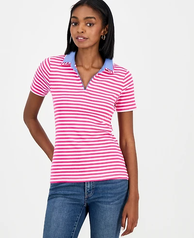Nautica Women's Cotton Double-Collar Polo T-Shirt