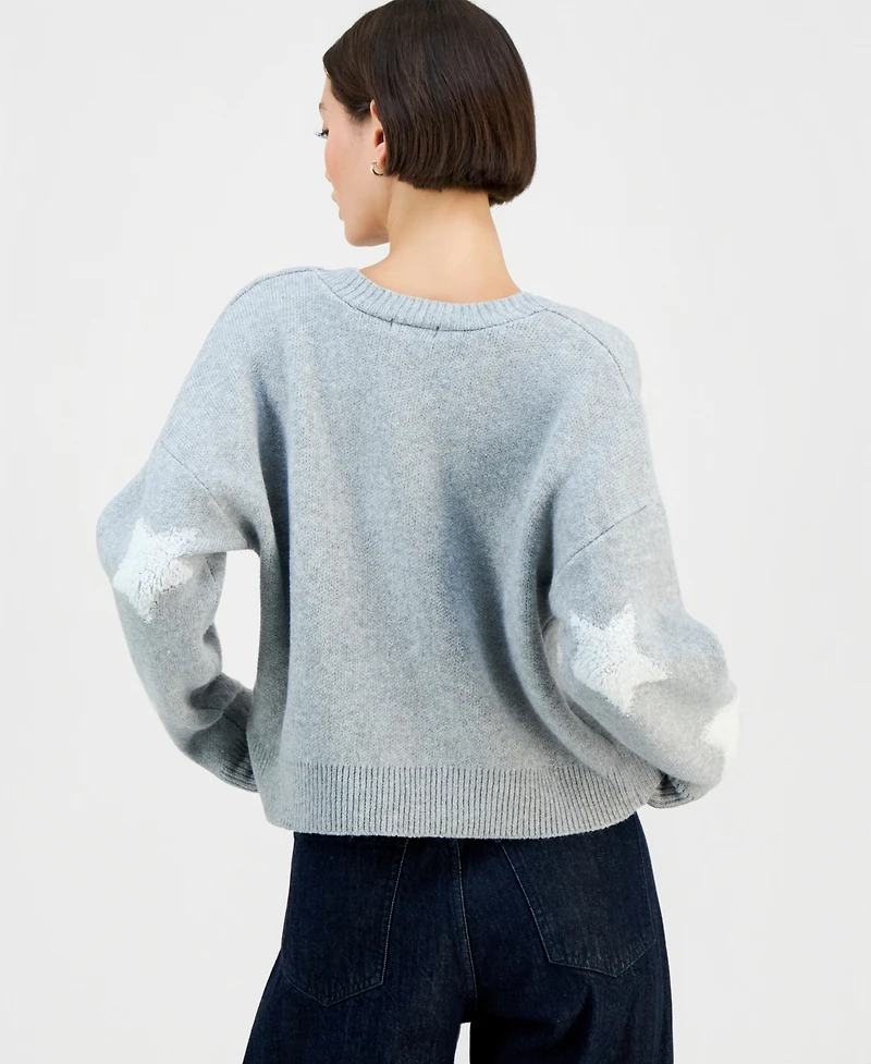 Ultra Flirt Juniors' Novelty Three-Button Cardigan Sweater