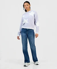 Hooked Up by Iot Juniors' Crewneck Long-Sleeve Eyelash Sweater