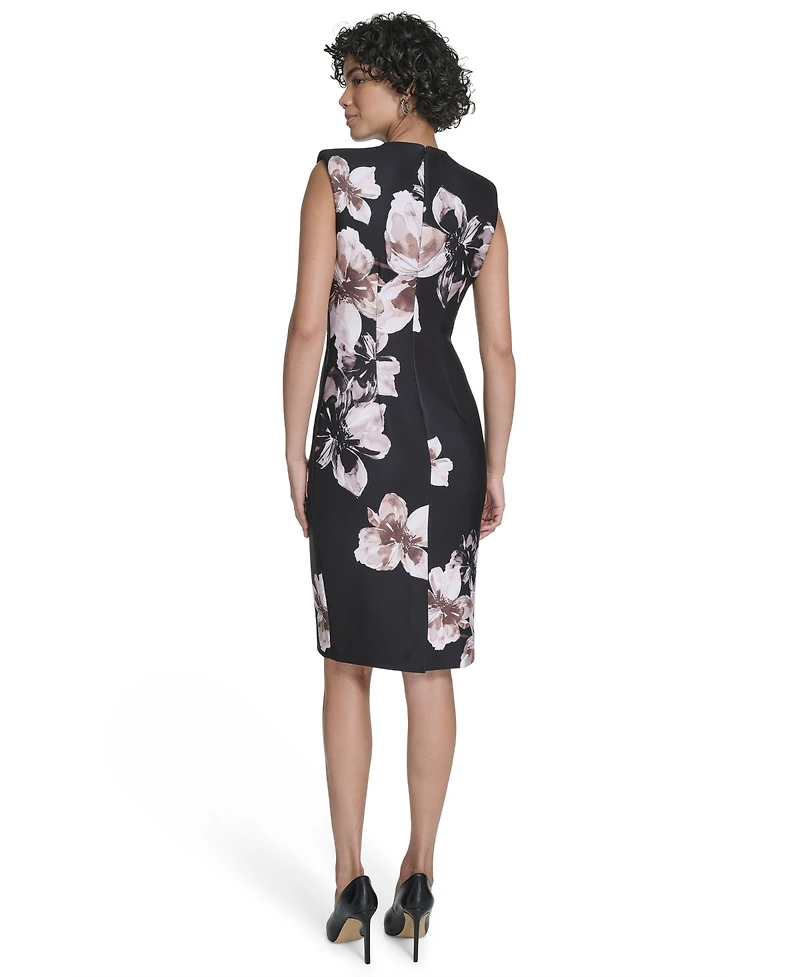 Calvin Klein Women's Crew Neck Printed Sheath Dress