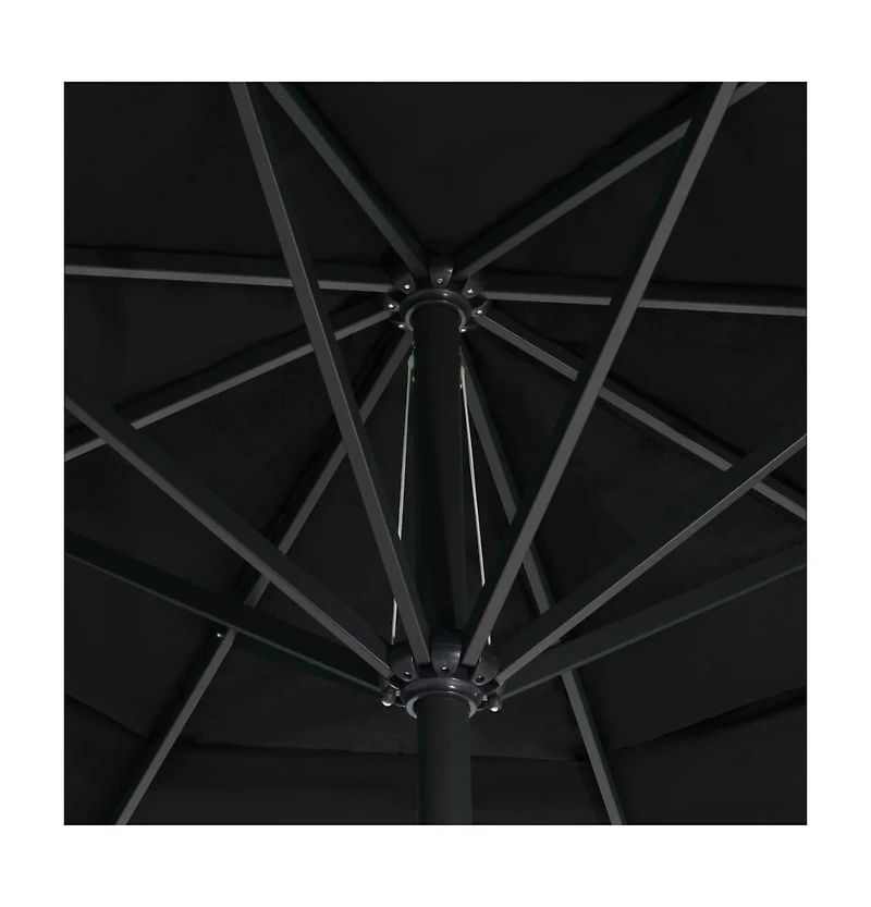 Garden Parasol Black Polyester fabric with Pa coating, Aluminum