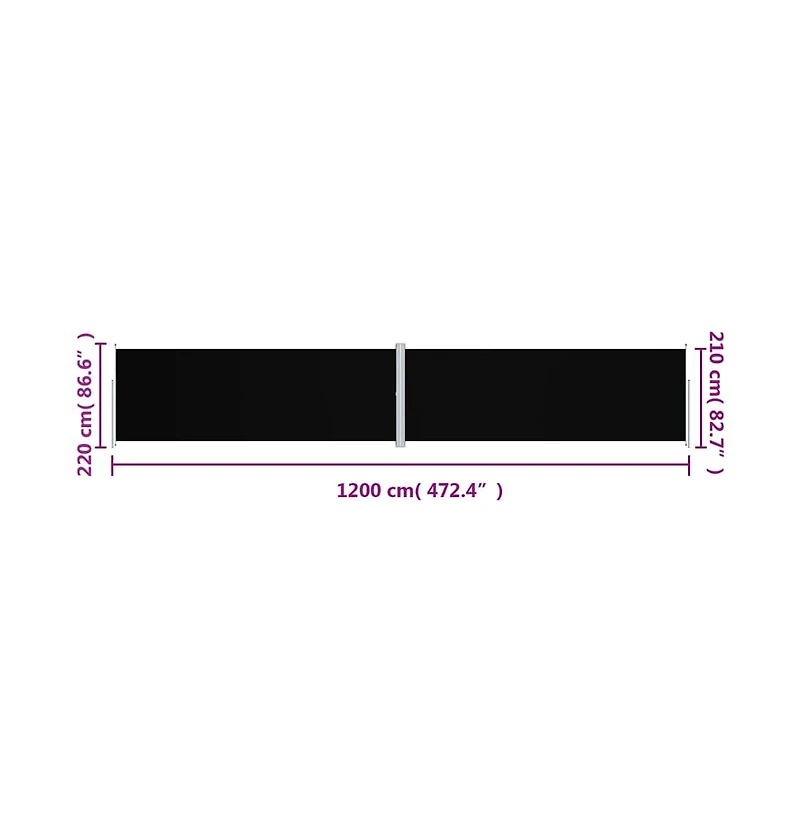 Side Awning Black 100% polyester with Pu coating, steel, aluminum