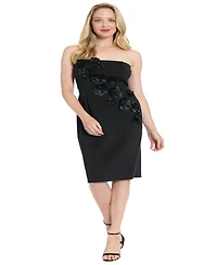 ivy + blu Women's Embellished 3D Floral Applique Strapless Dress