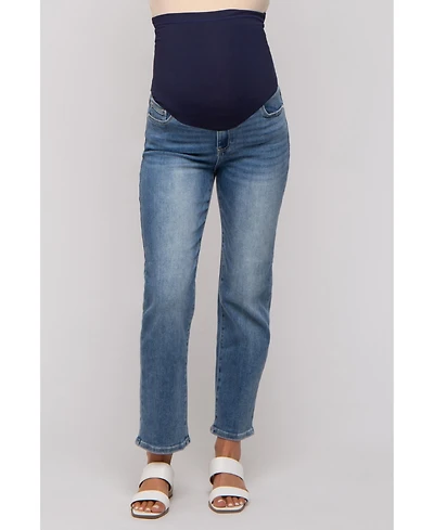 Pinkblush Blue Straight Crop Maternity Jeans