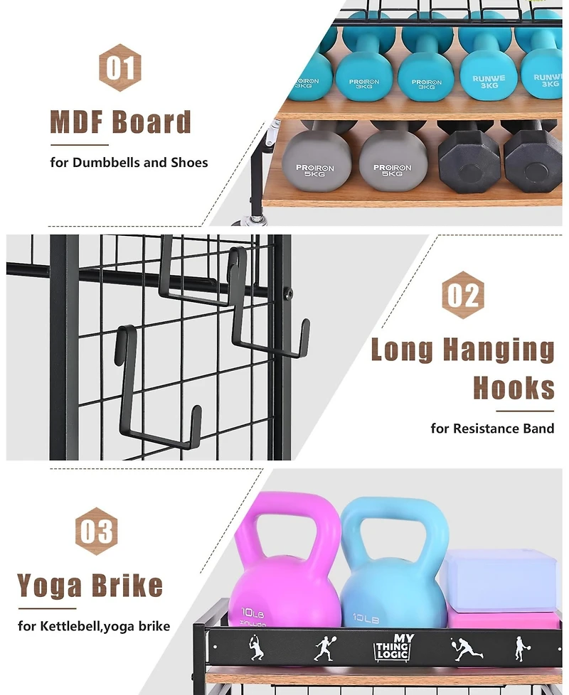 Weight Rack for Dumbbells & Kettlebells